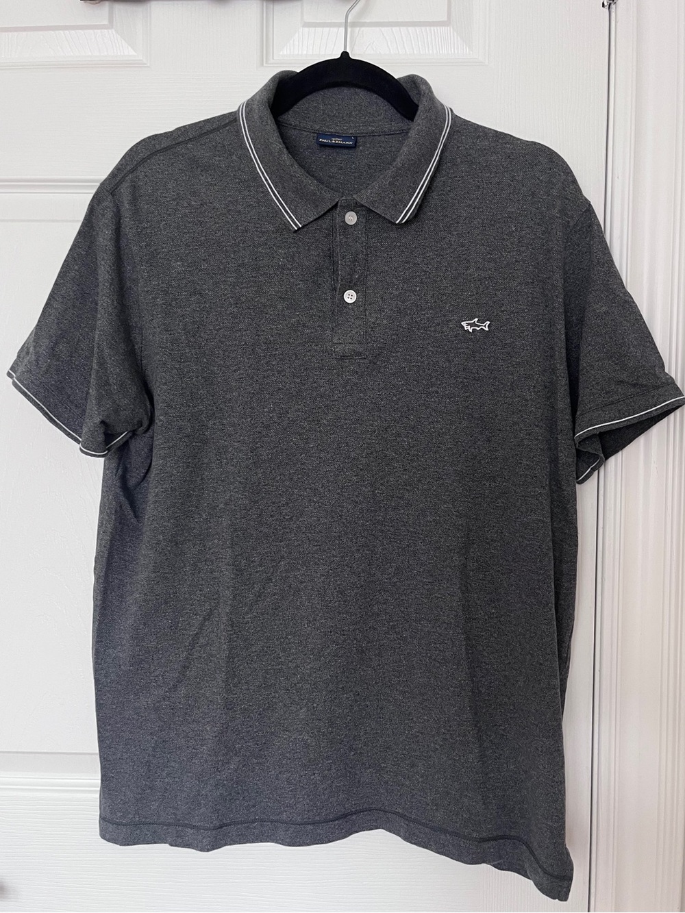 Paul & Shark Dark Grey Charcoal Polo Tee with White Trim